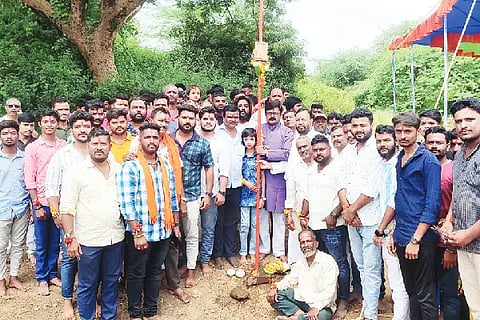 Installation of Bhagwa flag pole