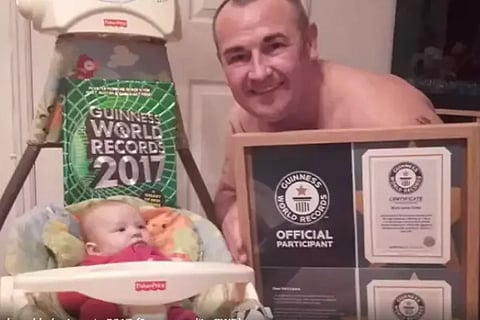 UK dad retakes record with 667 tattoos of daughters name