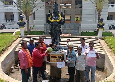 Cauvery protest by BJP workers mandya