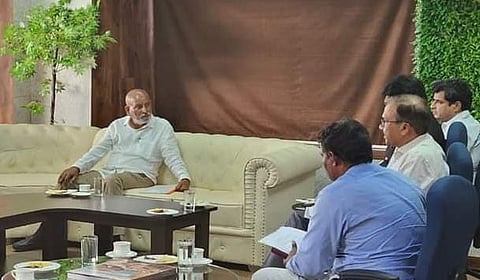MP SANGANNA MEETS RAILWAY OFFICIALS SUBMIT MEMORANDUM
