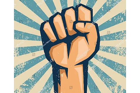 protest stock-vector-protest-logo-retro-style-hand-popular-protest-261798572