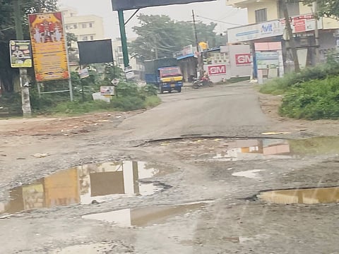 The road is full of potholes.