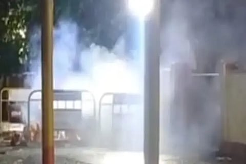railway station near smoke