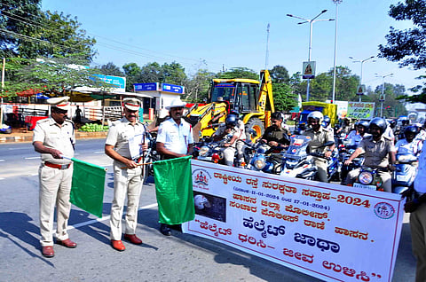 ರಾಷ್ಟ್ರೀಯ ರಸ್ತೆ ಸುರಕ್ಷತಾ ಸಪ್ತಾಹ: ಜಾಗೃತಿ ಬೈಕ್ ಜಾಥಾಗೆ ಚಾಲನೆ