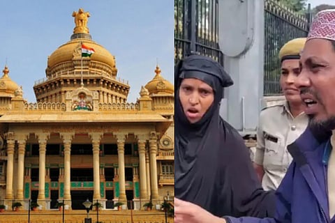 A couple tried to end life by pouring kerosene in front of Vidhana Soudha