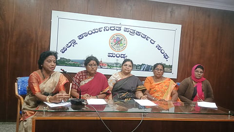 Anganwadi Employees Association press conference mandya