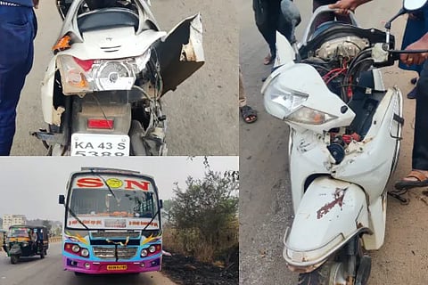 Husband end life in front of his wife and child in a terrible accident in Doddaballapura