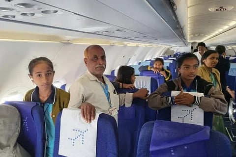 Kalaburagi Government School Children travel On A Plane For Trip