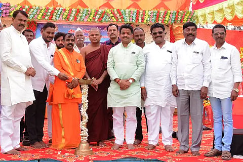 MLA, Ashoka Managuli, Basaveshwar Kannada School, new building, foundation stone, Alamela,