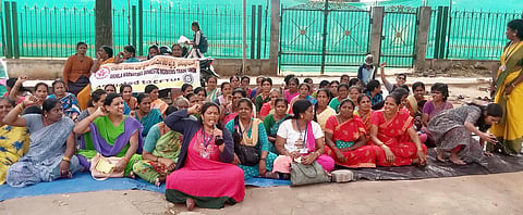 domestic workers professional organization Protest mandya
