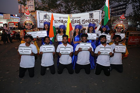 Flashmob dancing Constitution awareness mandya