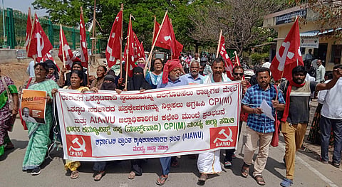 Protest demanding release of grant mandya