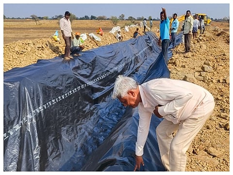 Use of tarpaulin to avoid water wastage