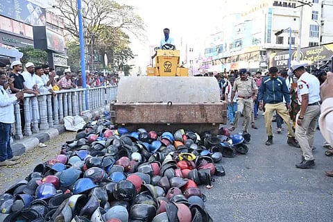 destruction of half helmets