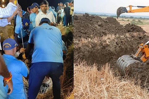 Madhya Pradesh Six year-old fell into 70 feet deep open borewell in Rewa rescue operations underway
