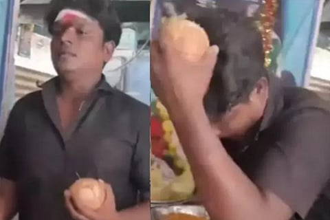 Watch the video of a man who cracked a coconut on his head