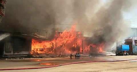 fire accident in koppal commercial coplex sp dc take necessary action