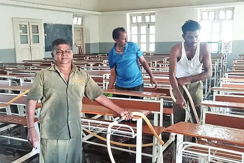 Room cleaning for school-college opening ceremony
