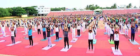 international yoga day celebration in koppal by district administration