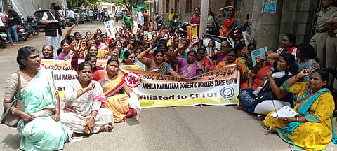 Domestic workers protest Mandya