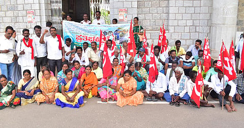 Protest demanding the release of milk subsidy Mandya