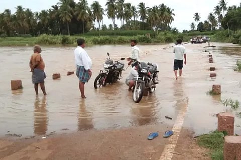 Sunken old bridge