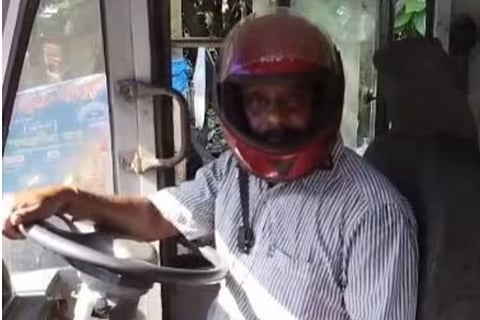 Bus drivers wear helmets, security tightened