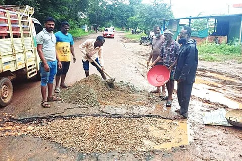 Hanagal Road repair own money