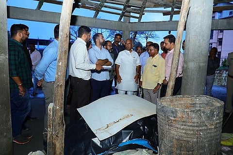 Inspection of Gandhi Bhavan work