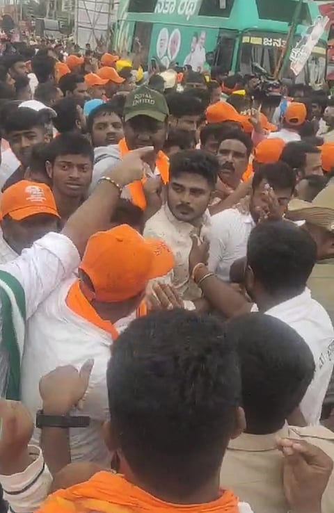 JDS and BJP workers fight Mandya