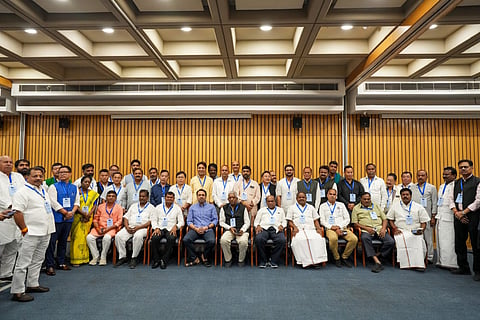 MLA Darshan Puttannaiah participated in the Delhi camp Mandya