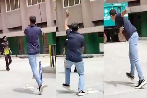 Rahul Dravids viral video bowling medium pace in a street match with NCA ground staff in Bengaluru