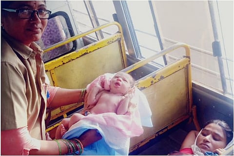 tgsrtc conductor helps woman deliver baby girl onboard bus