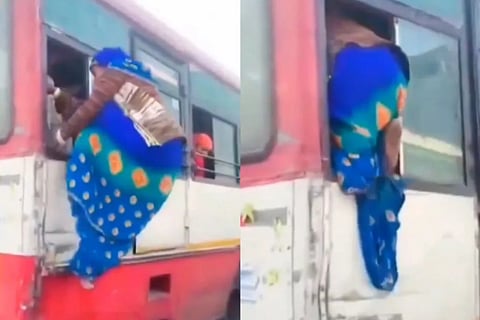 woman bus viral