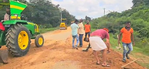 kinnala koppal road repair work done