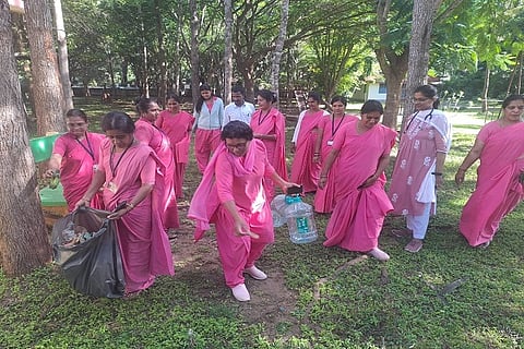 Cleaning work in the hospital premises