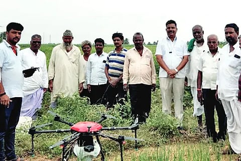 Insecticide spraying by drone