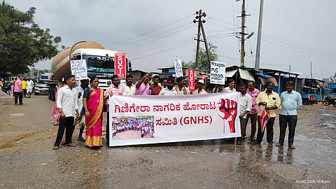 koppal ginigera village road development issue protest