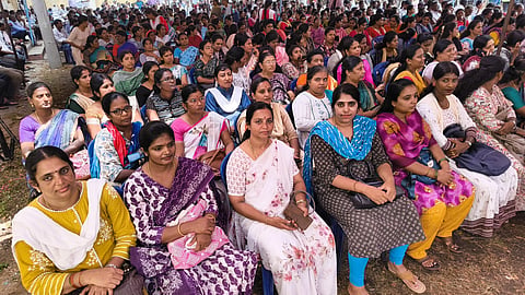 Rural development and panchayat raj department employees protest Mandya