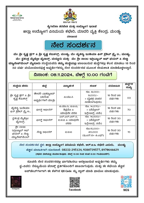 Schedule direct interview Mandya