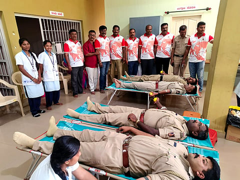 Blood donation camp at police station Mandya