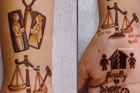 Woman narrates journey of failed marriage through mehndi design