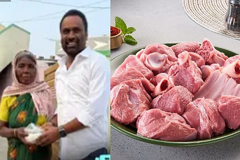 Distributes Free Mutton To Houses