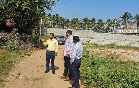 Inspection of land for construction of Kannada Bhavan Mandya