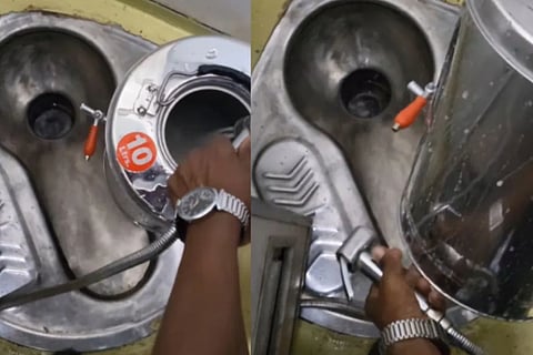 Man Washed Tea Container In Train Toilet