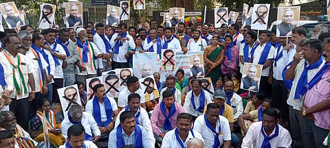 Protest by Congress Workers Mandya