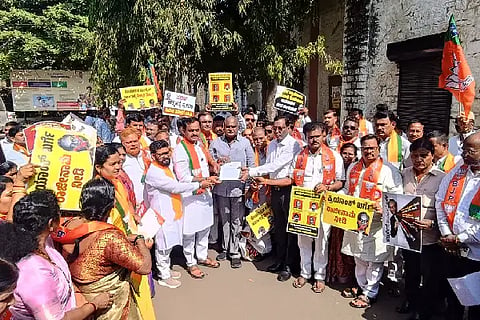 bjp protest against bus fair