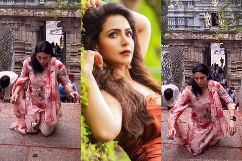 nandini rai climbs the stairs of tirumala on her knees