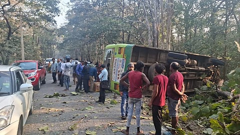 Bus overturned