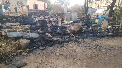Cattle shed fire at rattihalli
